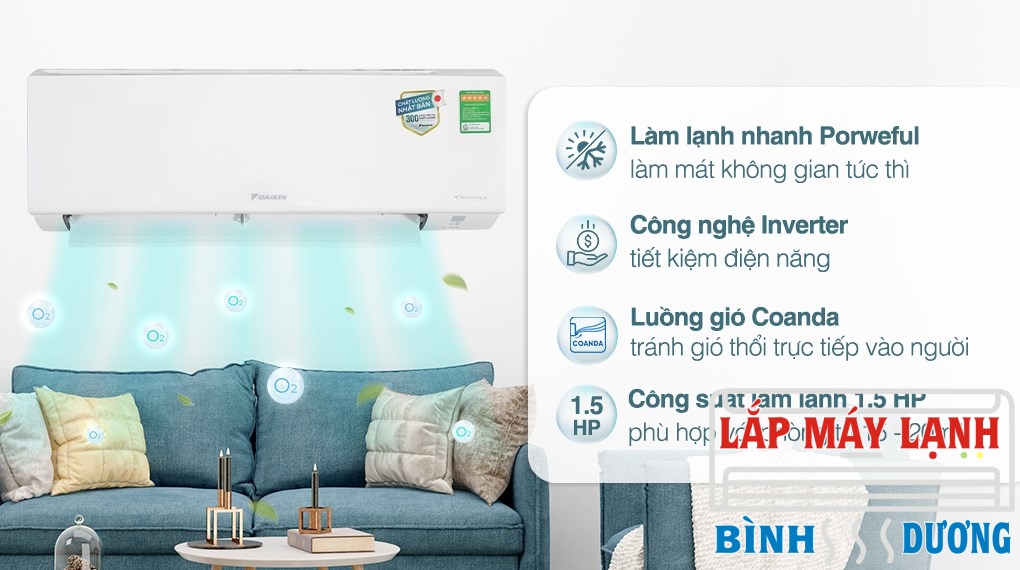 Máy lạnh Daikin Inverter 1.5 HP ATKB35YVMV