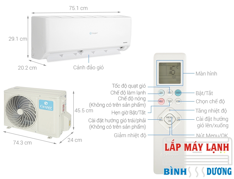 Máy lạnh Casper Inverter 1.5 HP GC-12IS35