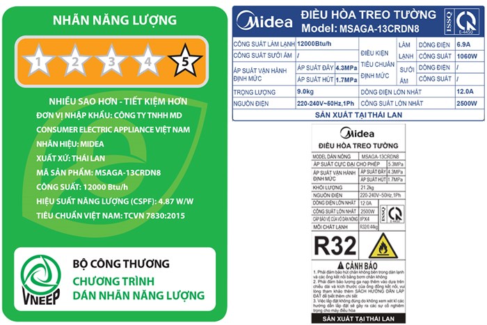 Máy lạnh Midea Inverter 1.5 HP MSAGA-13CRDN8