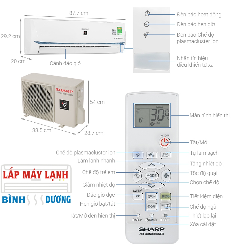 Máy lạnh Sharp Inverter 2 HP AH-XP18BSW